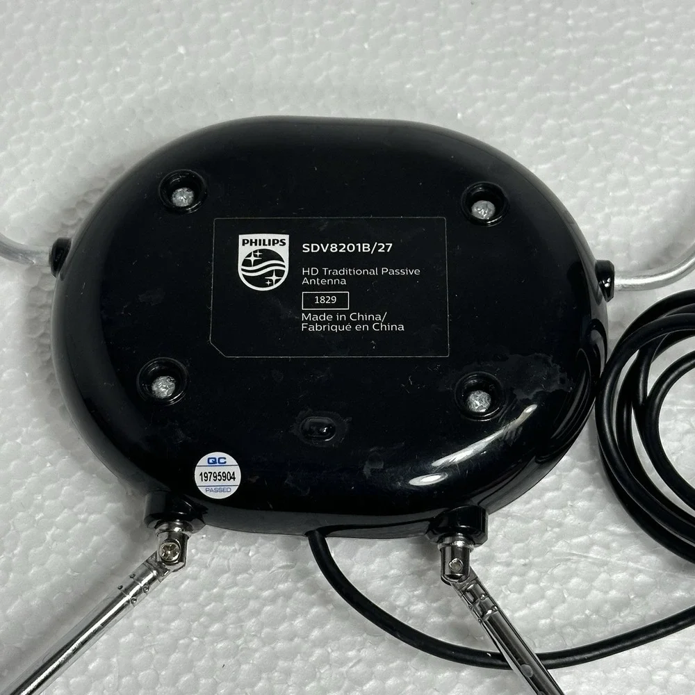 Philips Rabbit Ears Indoor TV Antenna 4K 1080P HDTV Digital Signal Receiver Blac